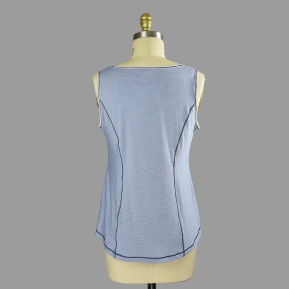CHICO'S ZENERGY STRIPED BLUE RUCHED ATHLETIC SLEEVELESS TOP - Picture 5 of 7